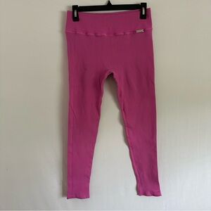 Bombshell Sportswear Leggings Womens L/XL pink Ribbed Elastic Waist Stretch